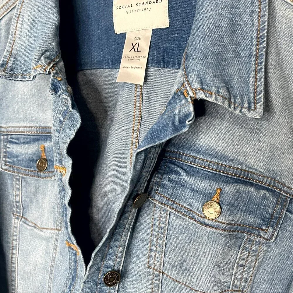 Social Standards by Sanctuary Classic Denim Jean Jacket Size XL - Picture 6 of 9